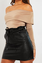 Beige One Sleeve Bardot Top - Kaely-Tops