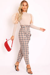 Beige Organza Half Puff Sleeve Top - Isla-Tops