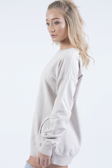 Beige Oversized Ruched Sleeve Jumper Dress - Hayley-Jumper