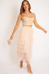 Beige PU Zip Front Bralet - Linsa-Crop Tops