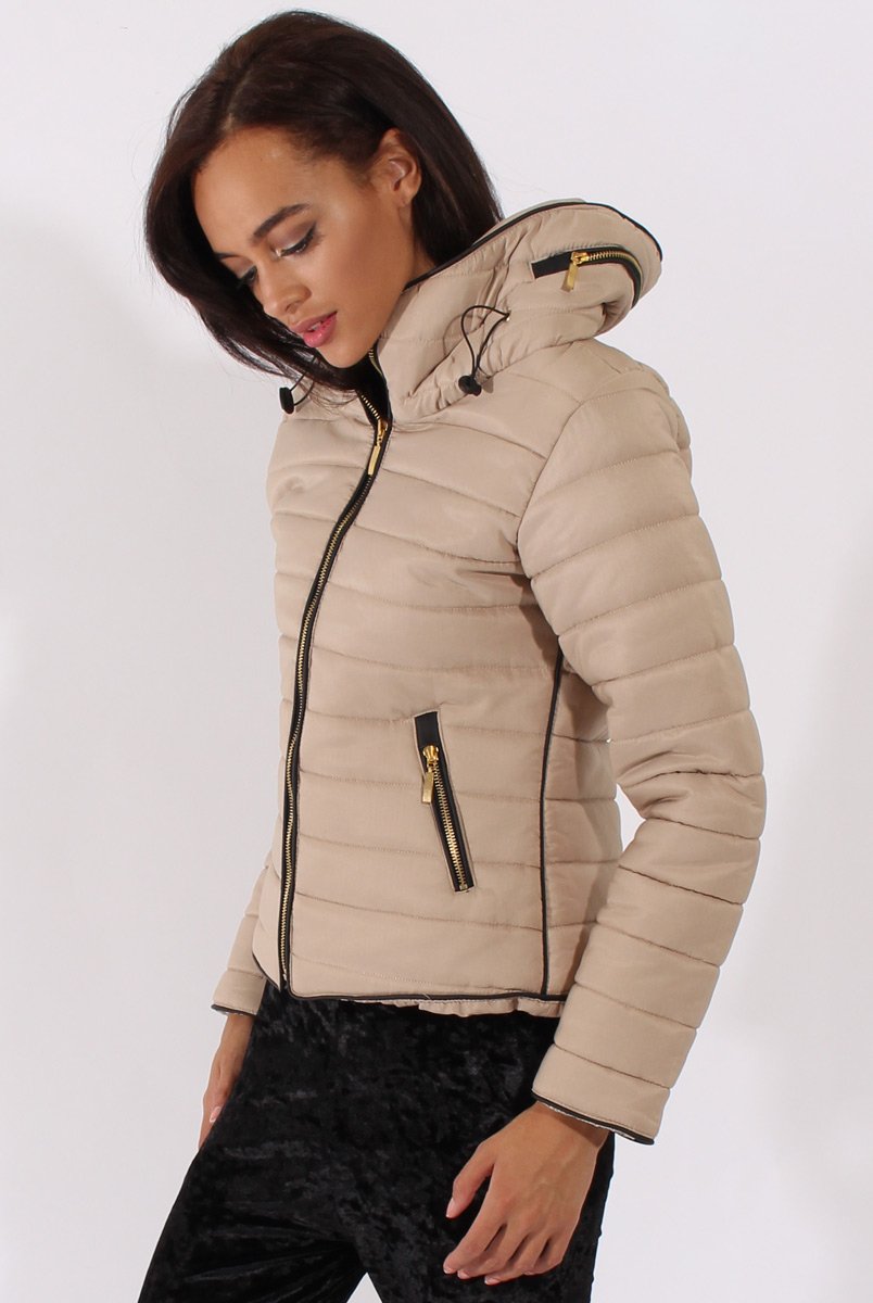 Beige Padded Coat - Zara-Coats