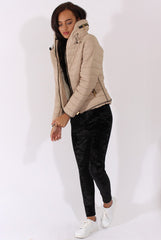 Beige Padded Coat - Zara-Coats