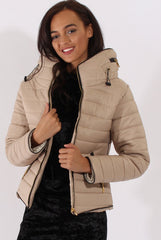 Beige Padded Coat - Zara-Coats