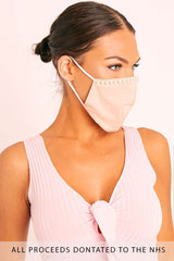 Beige Pearl Detail Face Mask - Lula-Mask