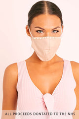 Beige Pearl Detail Face Mask - Lula-Mask
