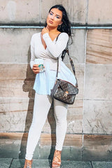 Beige Plunge Shirt Insert Top Legging Co-ord - Destine-Co-ords