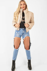 Beige Puffer Coat - Alyssa-Coats