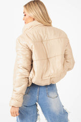 Beige Puffer Coat - Alyssa-Coats