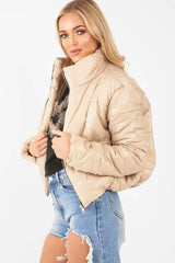 Beige Puffer Coat - Alyssa-Coats
