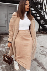 Beige Rib Knitted Midi Skirt - Kloey-Skirts