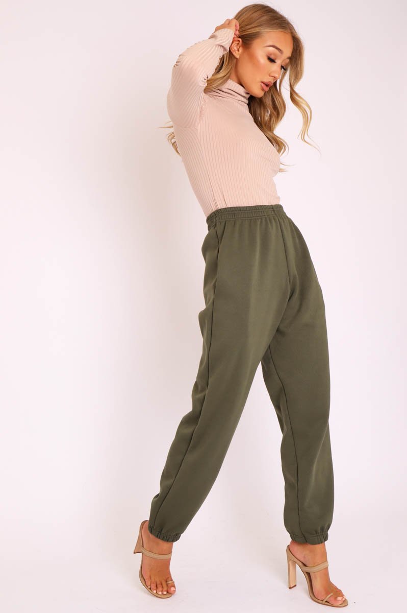 Beige Ribbed High Neck Long Sleeve Top - Marci-Tops