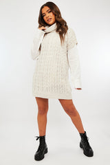 Beige Roll Neck Cable Knit Vest - Emira-Jumper