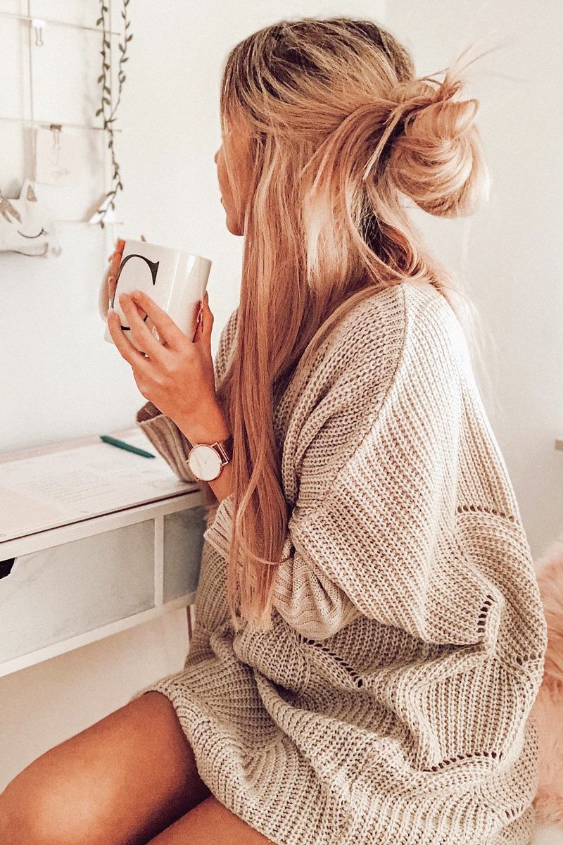 Beige Scallop Hem Knit Jumper - Elyssa-Jumper