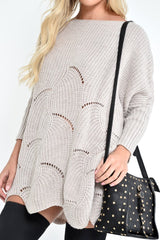 Beige Scallop Hem Knit Jumper - Elyssa-Jumper