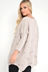 Beige Scallop Hem Knit Jumper - Elyssa-Jumper