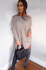 Beige Scallop Hem Knit Jumper - Elyssa-Jumper
