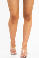 Beige Snake Clear Strap Perspex Wedges - Alura-Wedges
