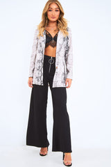 Beige Snake Print Button Casual Blazer - Kamora-Jackets