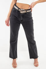 Beige Snake Print Faux Leather Belt - Anori-Belts