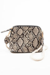 Beige Snake Print Faux Leather Rope Bag - Tylia-Bags