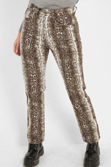 Beige Snake Print High Waist Denim Jeans - Raeann-Jeans
