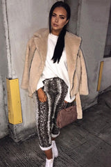 Beige Snake Print High Waist Denim Jeans - Raeann-Jeans