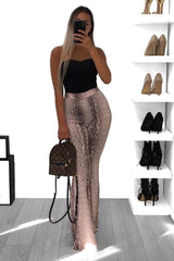 Beige Snake Print High Waisted Flared Trousers - Kamryn-Trousers