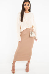 Beige Soft Knit Asymmetric Hem Jumper - Francia-Jumper