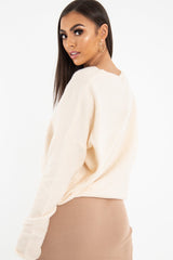 Beige Soft Knit Asymmetric Hem Jumper - Francia-Jumper