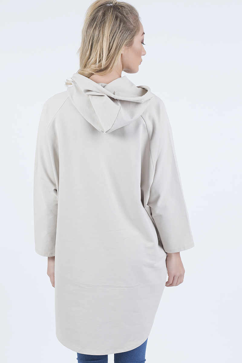 Beige Star Diamante Oversized Hoodie - Sarah-Loungewear