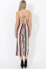 Beige Striped Culotte Jumpsuit - Beatrix-Jumpsuits