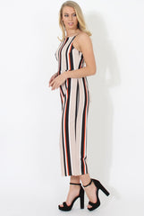 Beige Striped Culotte Jumpsuit - Beatrix-Jumpsuits