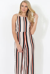 Beige Striped Culotte Jumpsuit - Beatrix-Jumpsuits