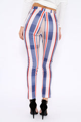 Beige Striped Tapered Trousers - Jasmyn-Trousers