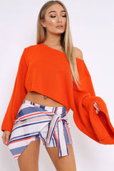 Beige Striped Tie Front Skort - Retta-Skorts