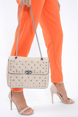 Beige Studded Cross Body Bag - Orba-Bags