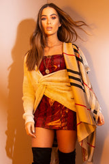 Beige Tartan Print Chiffon Scarf - Safana-Accessories