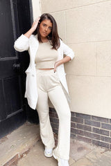 Beige Thick Rib Halter Neck Crop Top - Aariella-Crop Tops