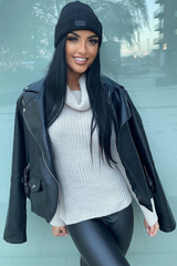 Beige Turtle Neck Knit Jumper - Sabrina