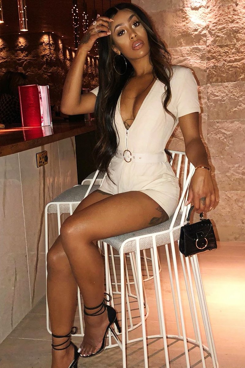 Beige Utility Pocket Zip Playsuit - Myriah-Playsuits