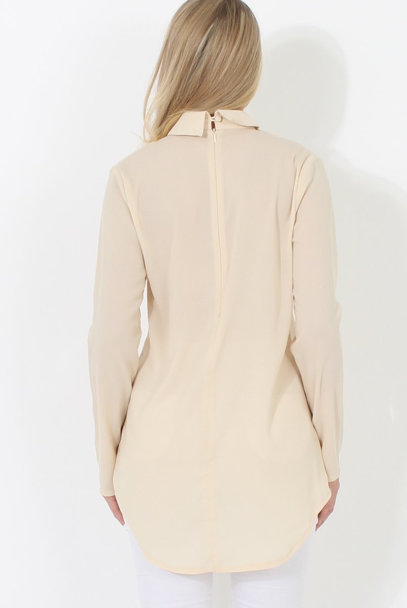 Beige V Front Top - Sage-Tops
