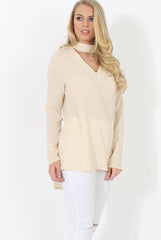 Beige V Front Top - Sage-Tops