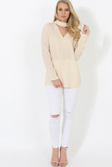 Beige V Front Top - Sage-Tops