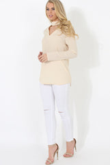 Beige V Front Top - Sage-Tops