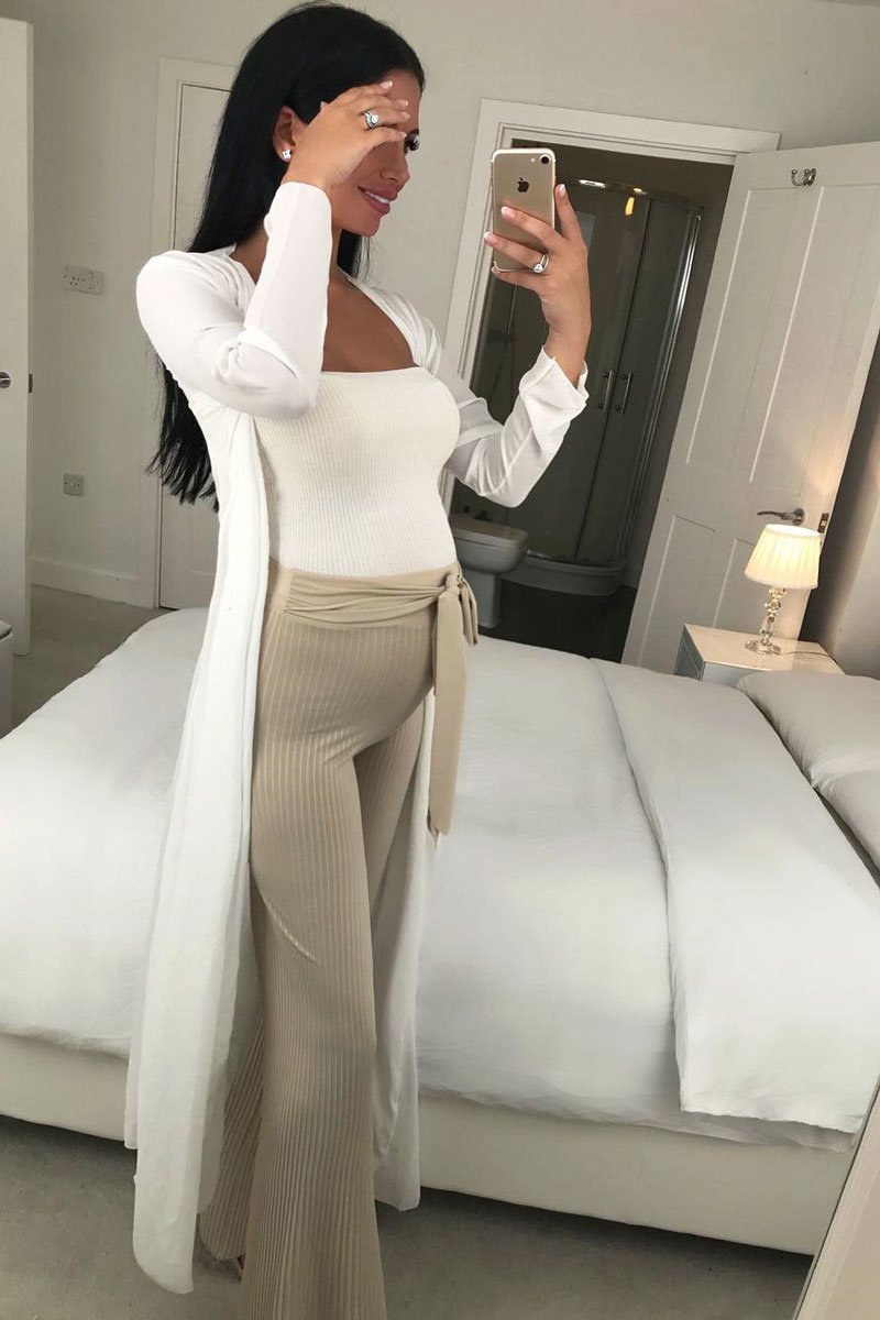 Beige Wide Legged Pleated Trousers - Chantel-Trousers