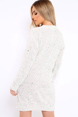 Beige With Flecks Cable Knit Jumper - Ameria-Dresses