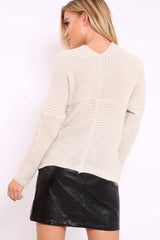 Beige Wrap Front Cable Knit Jumper - Melia-Jumper