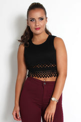 Belle Black Cut Out Crop Top-Tops