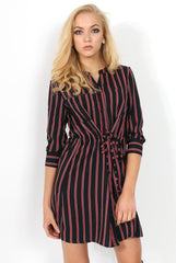 Bernice Black and Red Striped Shirt-Shirts