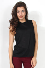Beth Black Side Panel High Neck Top-Tops